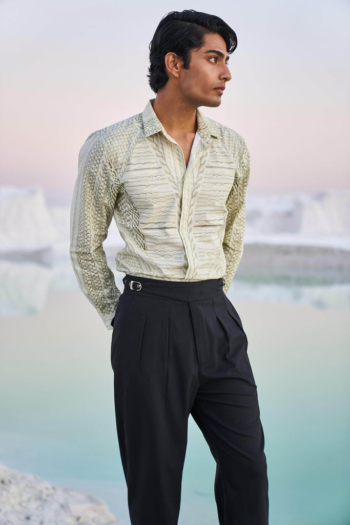 PRINTED CABLE KNIT SHIRT - dash and dot dash and dot