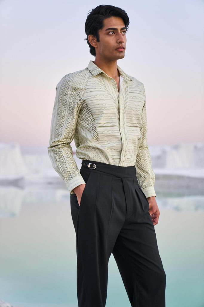 PRINTED CABLE KNIT SHIRT - dash and dot dash and dot