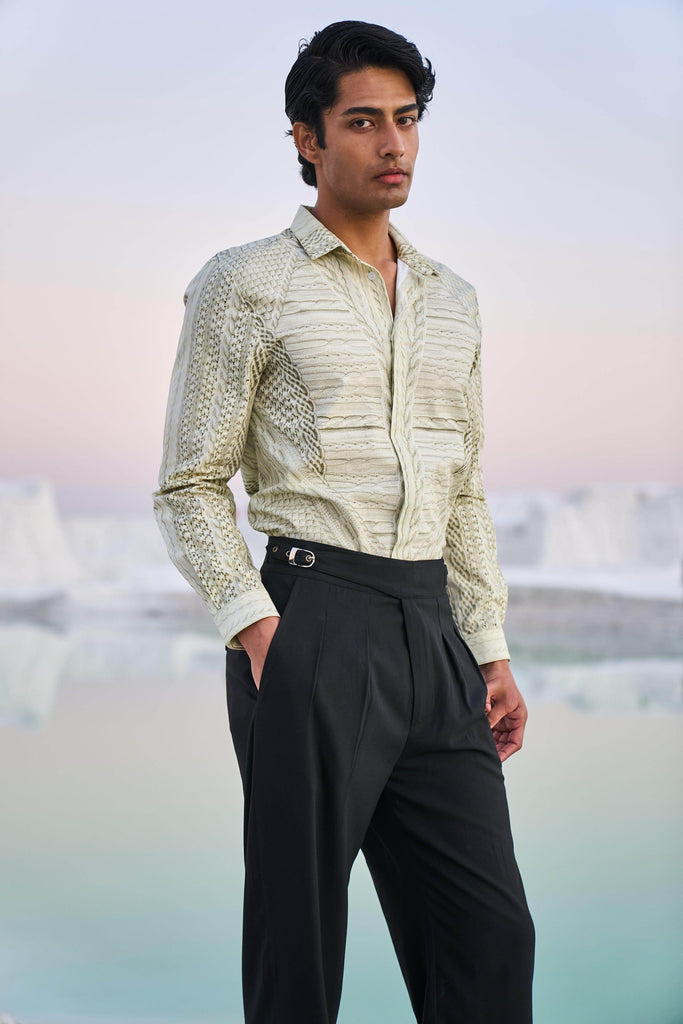 PRINTED CABLE KNIT SHIRT - dash and dot dash and dot