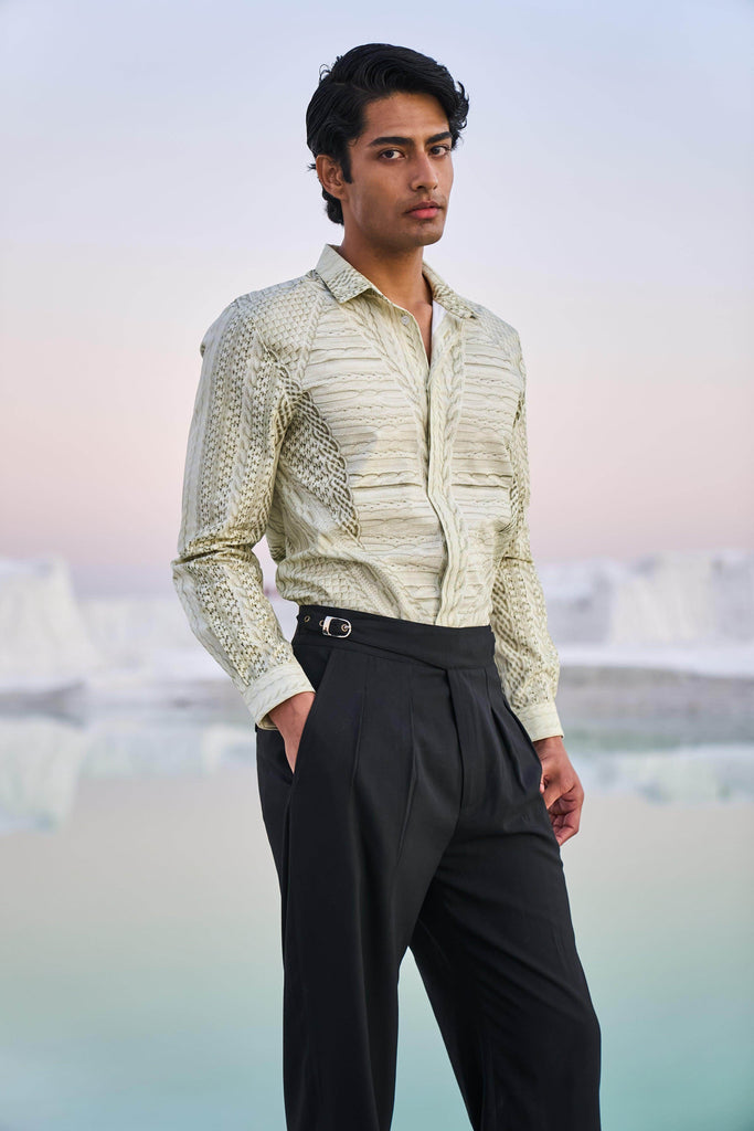 PRINTED CABLE KNIT SHIRT - dash and dot dash and dot