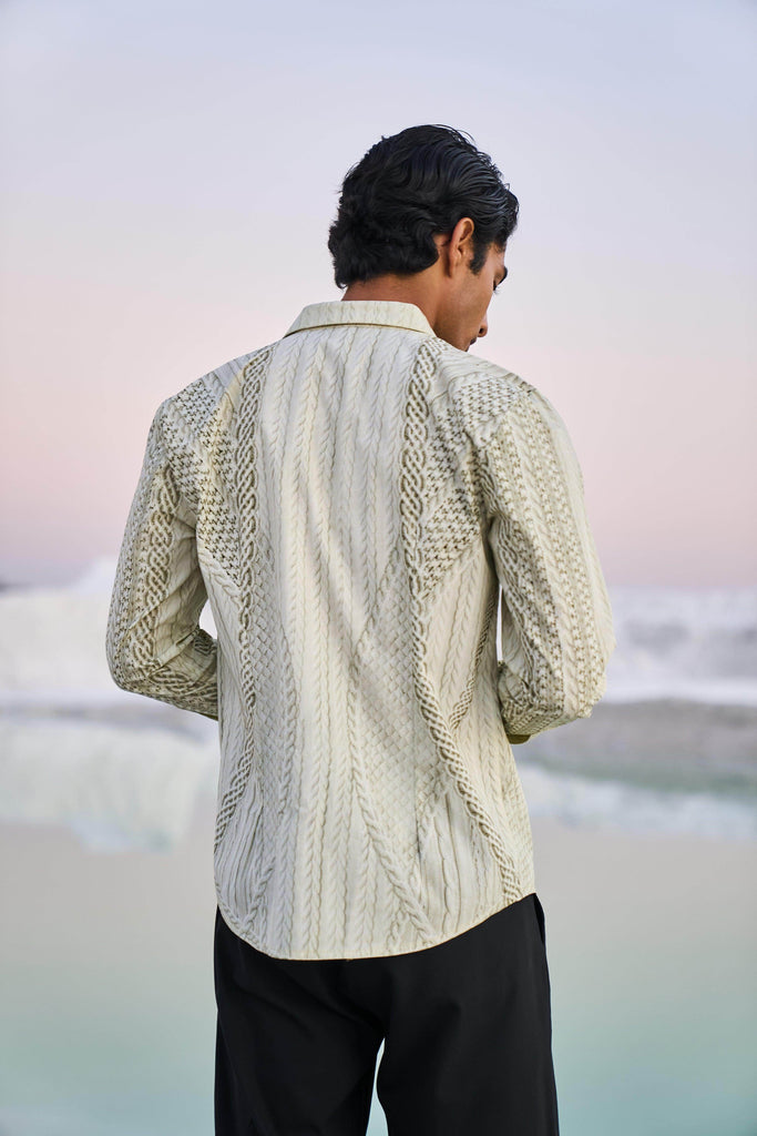 PRINTED CABLE KNIT SHIRT - dash and dot dash and dot