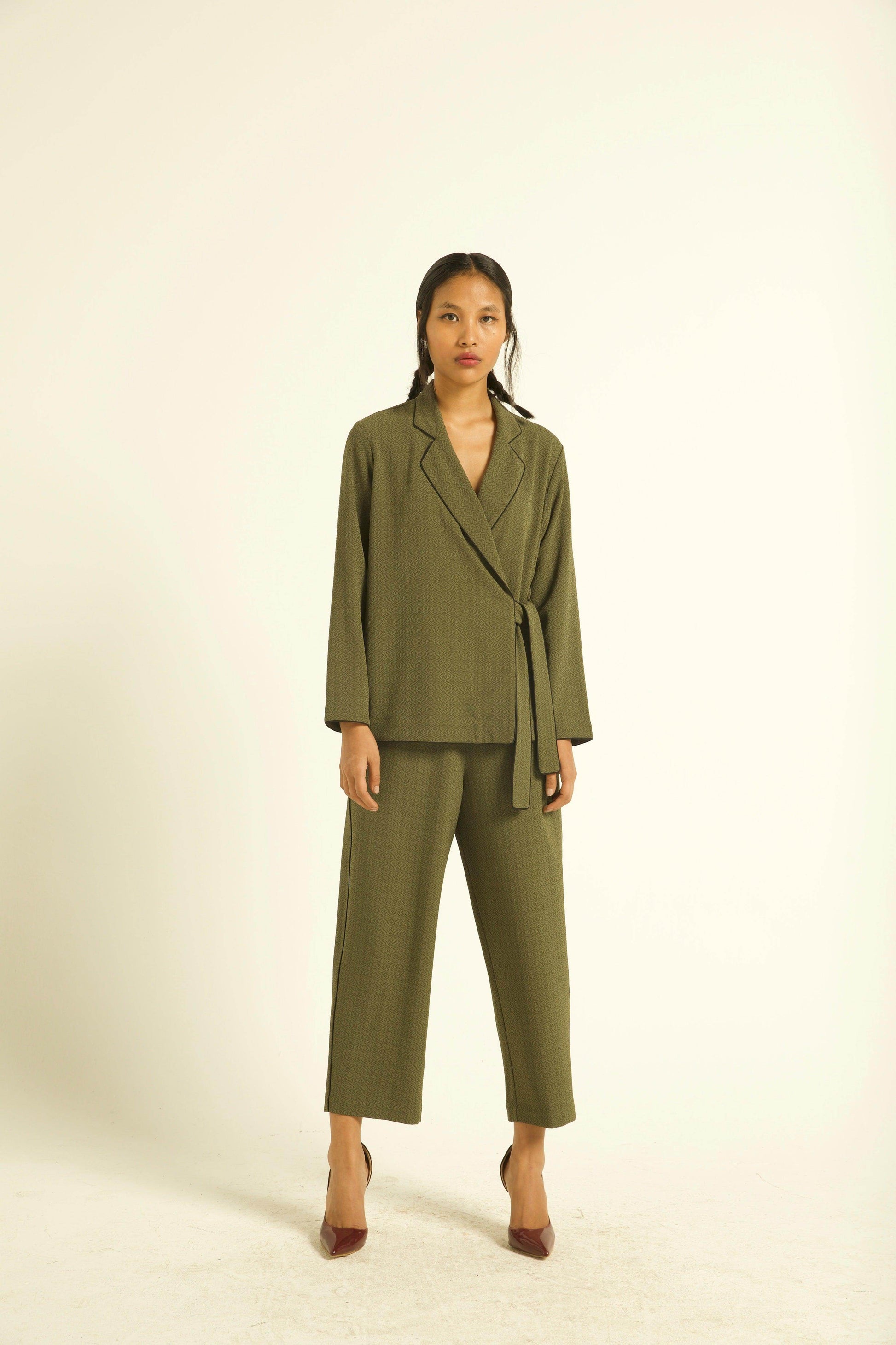 OLIVE GREEN SIDE TIE TOP - dash and dot
