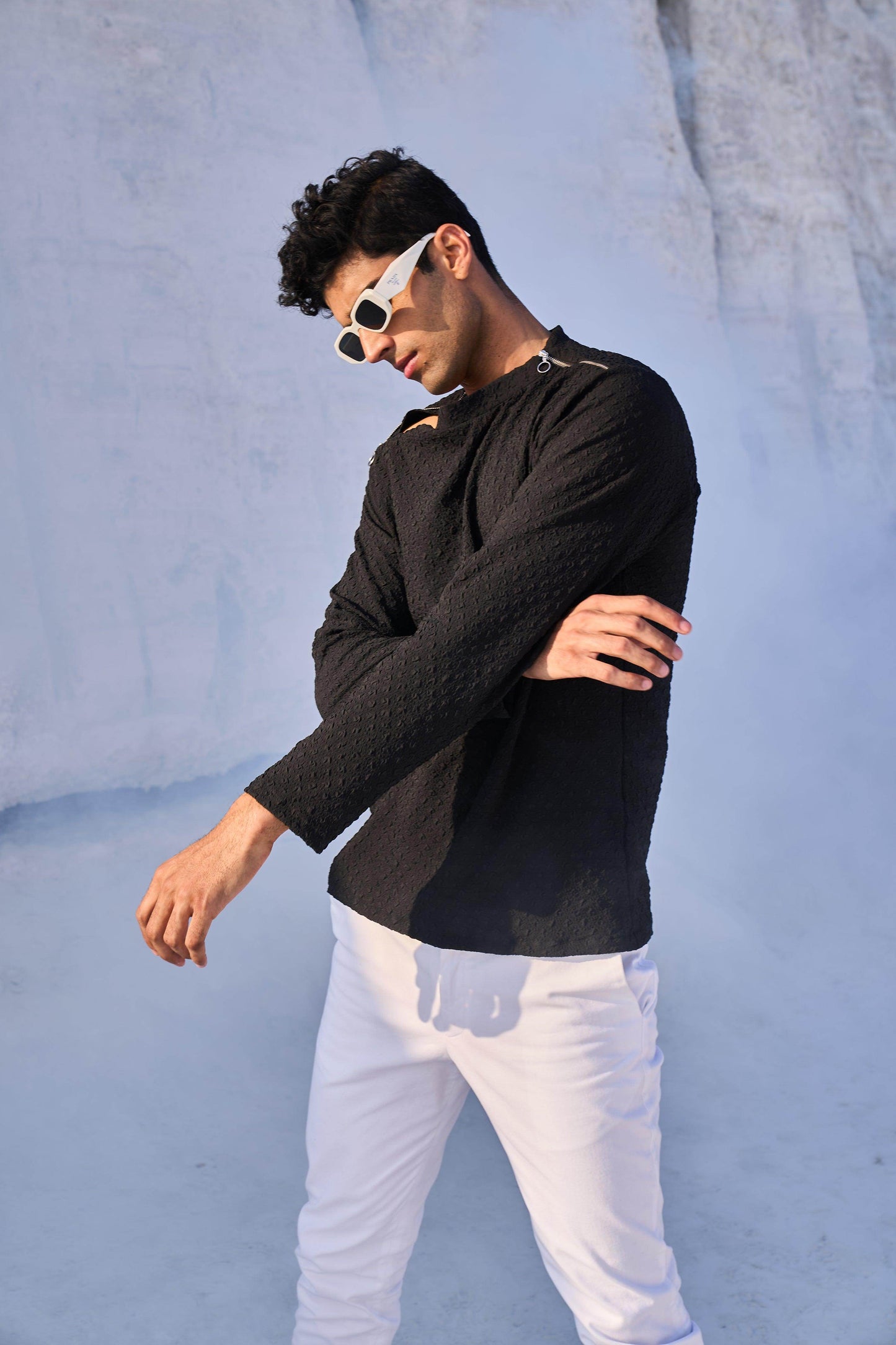 SHOULDER ZIP CRUSHED TEE - dash and dot