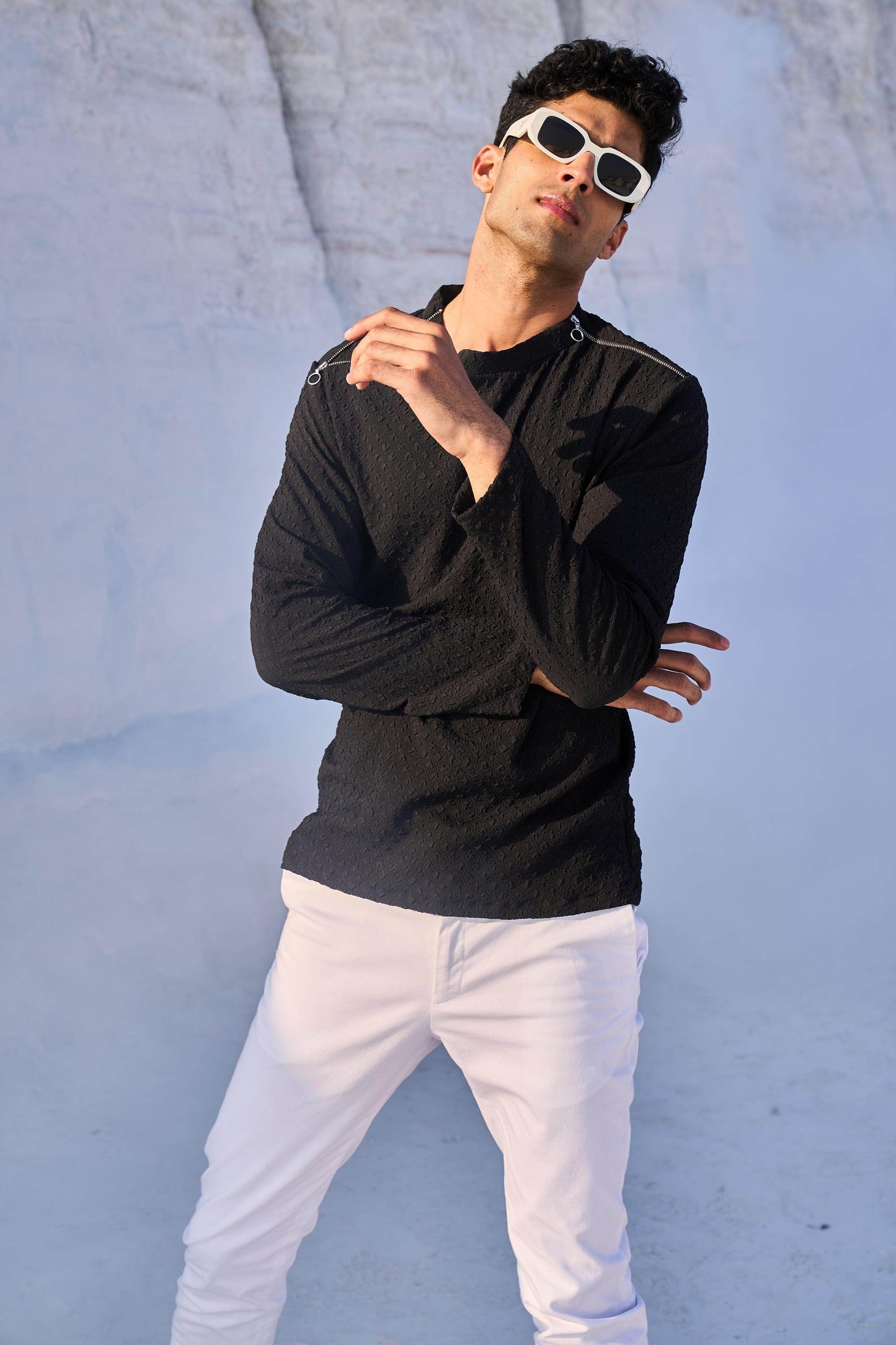 SHOULDER ZIP CRUSHED TEE - dash and dot