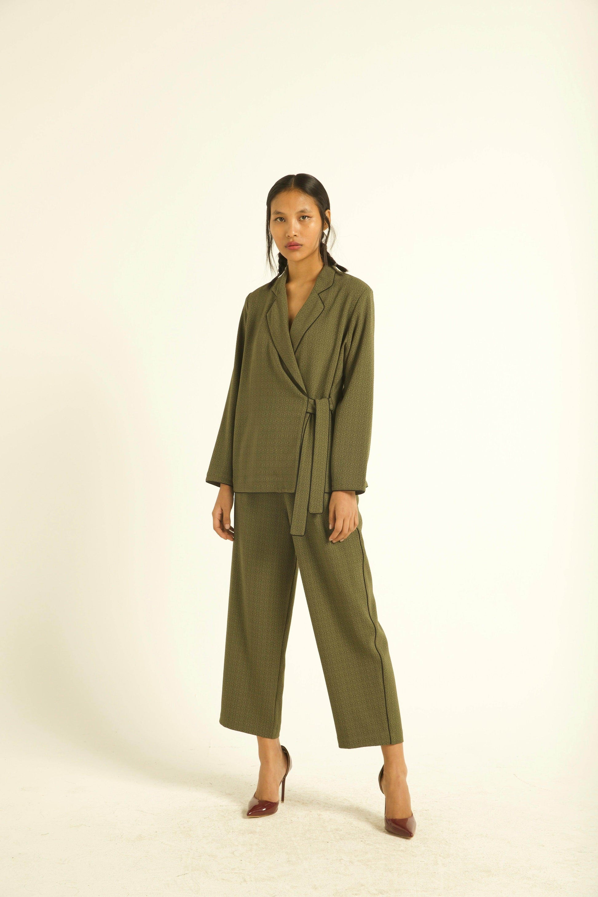 OLIVE GREEN SIDE TIE TOP - dash and dot