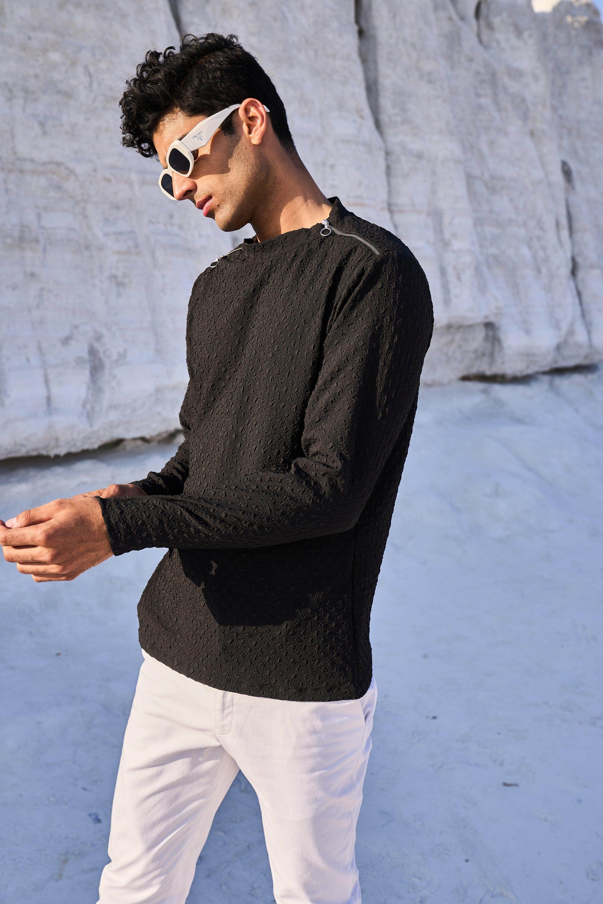 SHOULDER ZIP CRUSHED TEE - dash and dot