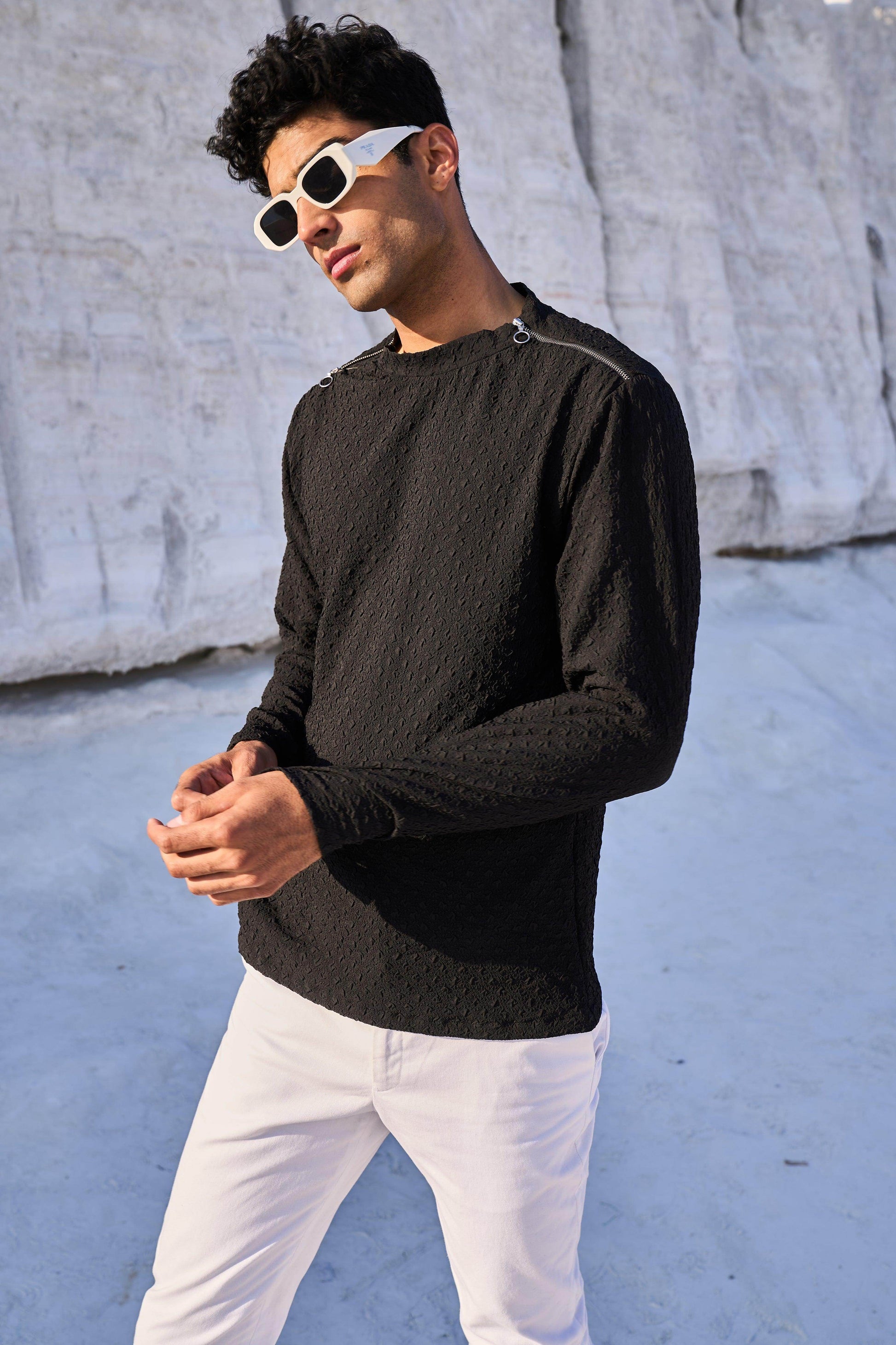 SHOULDER ZIP CRUSHED TEE - dash and dot