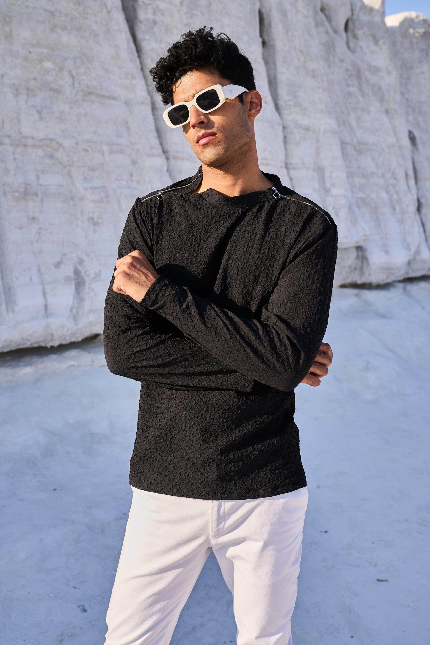 SHOULDER ZIP CRUSHED TEE - dash and dot