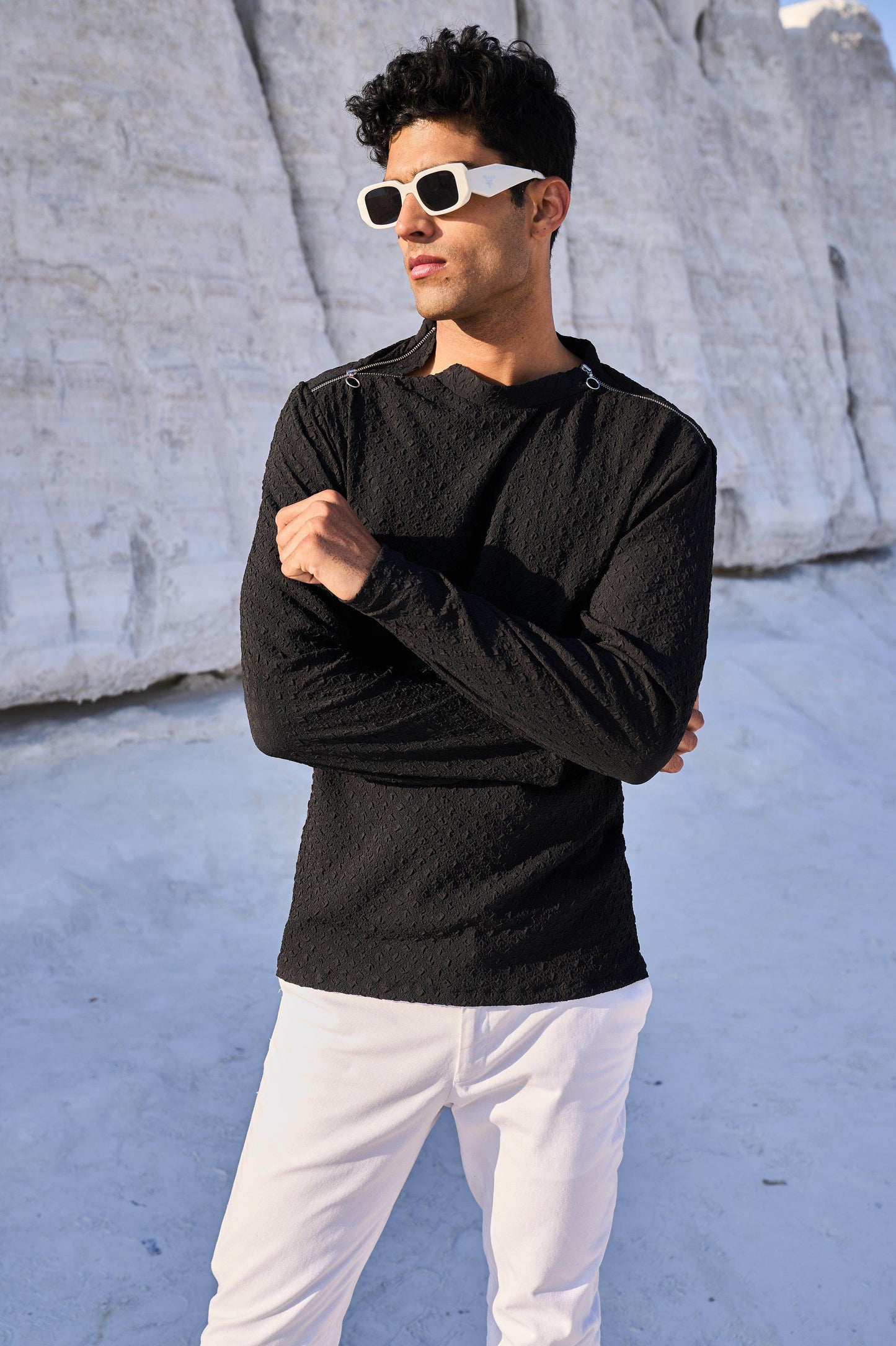 SHOULDER ZIP CRUSHED TEE - dash and dot