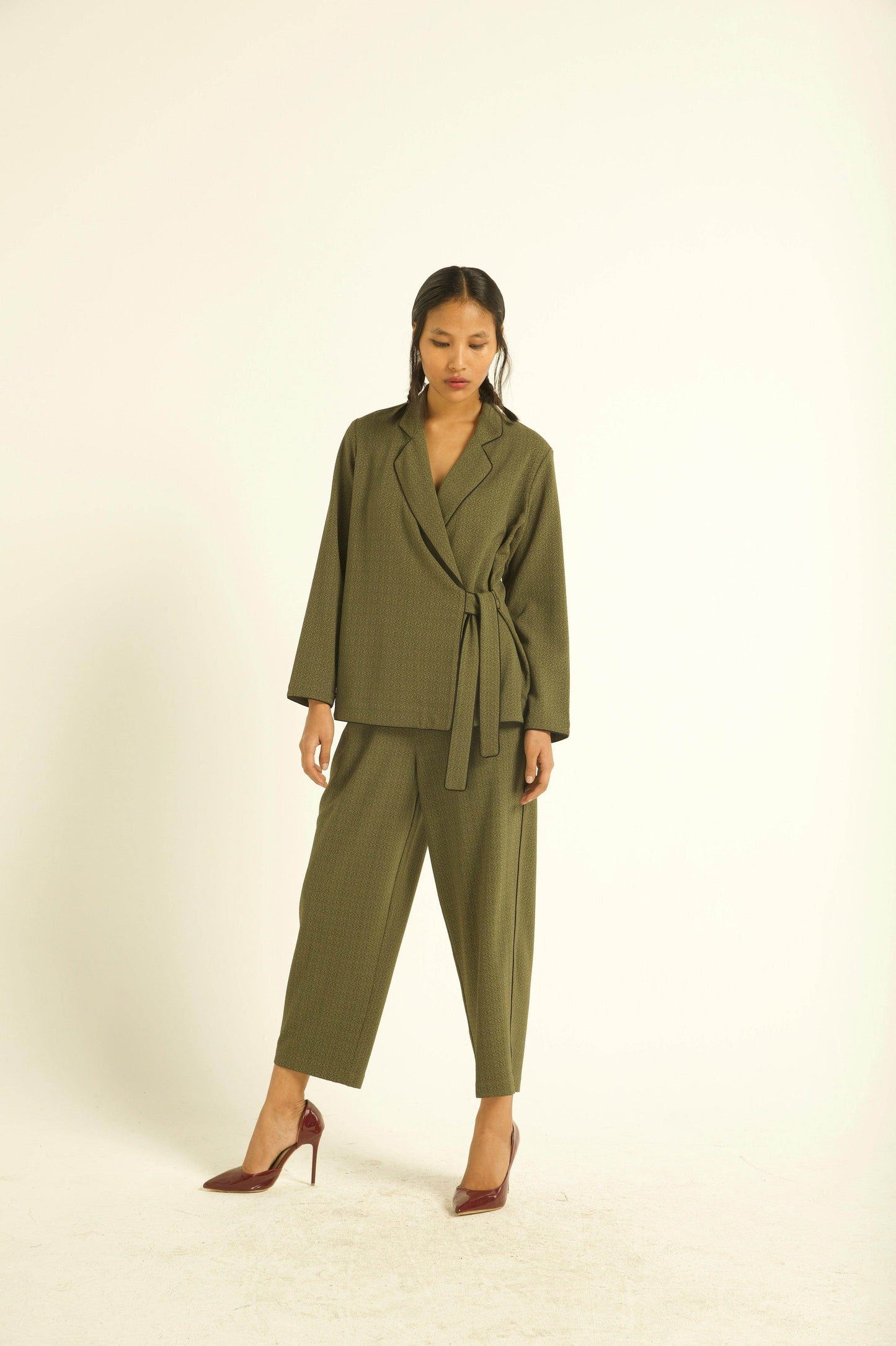 OLIVE GREEN SIDE TIE TOP - dash and dot