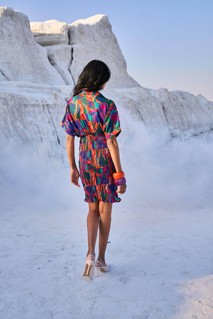 ABSTRACT SMOCK SHIRT DRESS - dash and dot dash and dot