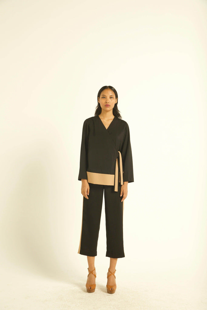 SIDE TIE COLOUR BLOCK TOP - dash and dot dash and dot