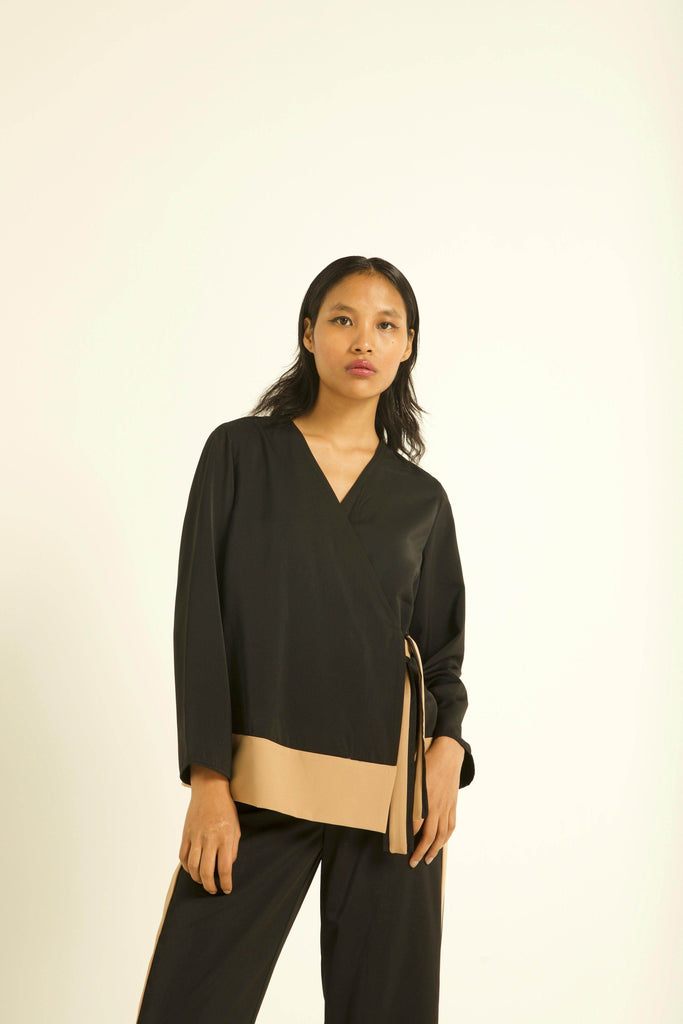 SIDE TIE COLOUR BLOCK TOP - dash and dot dash and dot