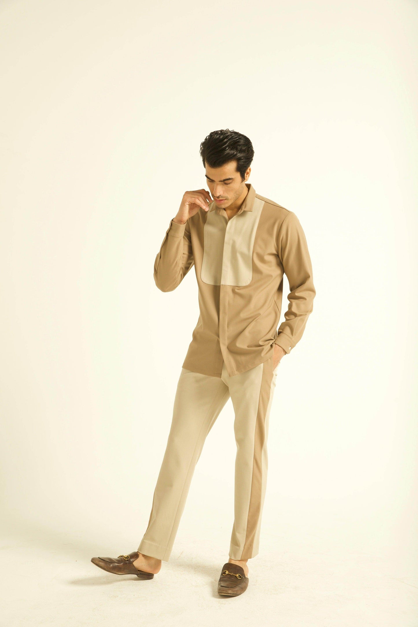 KHAKI BLOCKED SET - dash and dot