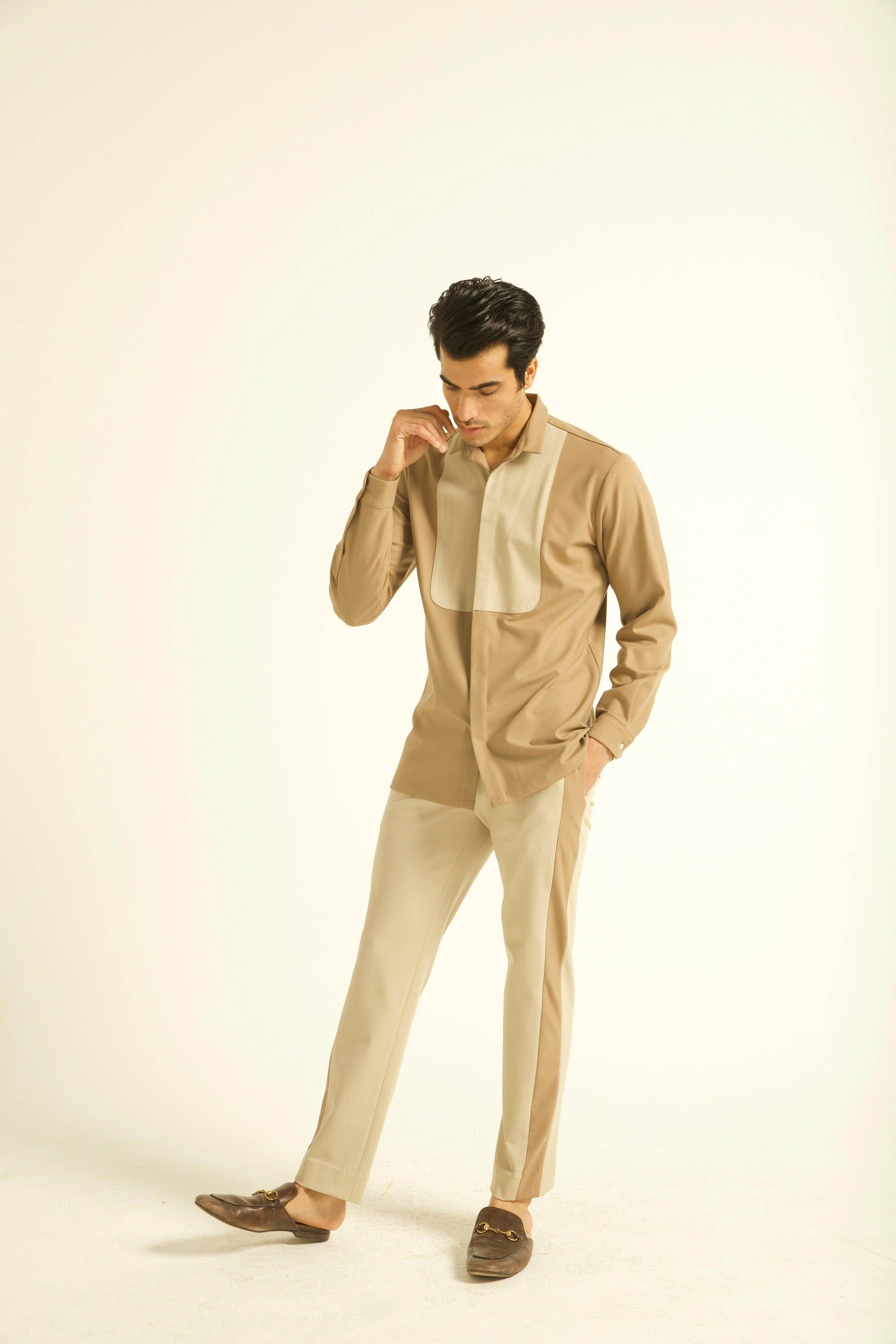 KHAKI BLOCKED SET - dash and dot