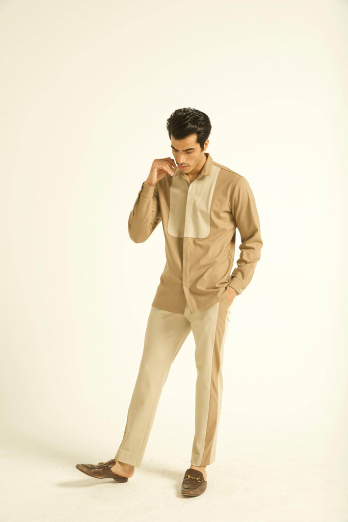 KHAKI BIB SHIRT - dash and dot dash and dot