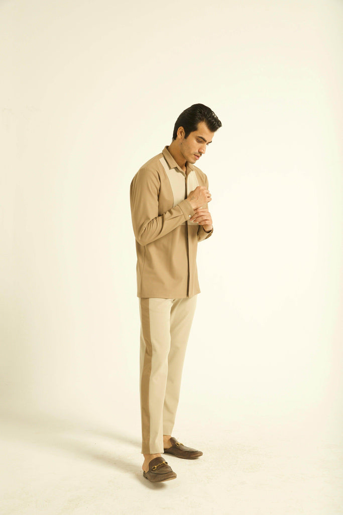 KHAKI BIB SHIRT - dash and dot dash and dot
