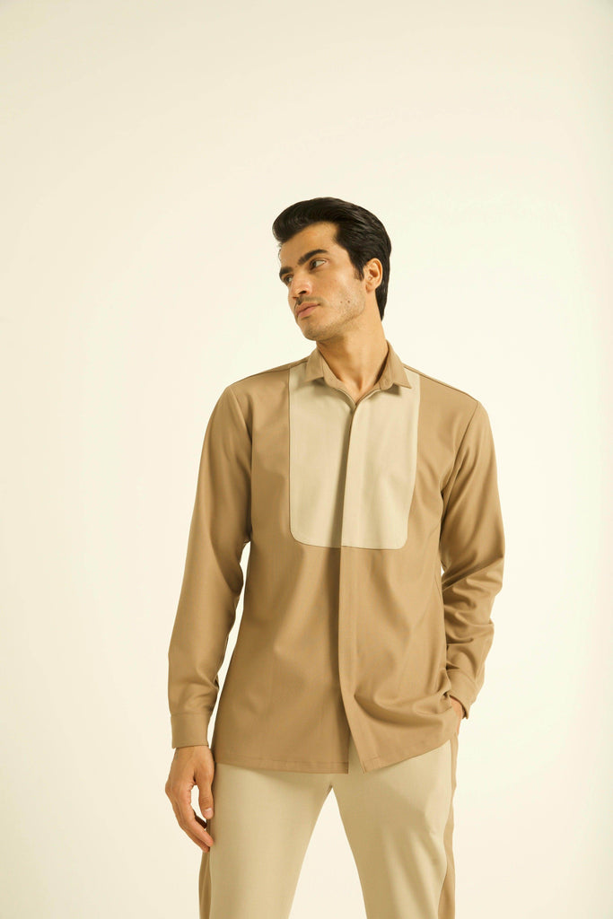 KHAKI BIB SHIRT - dash and dot dash and dot