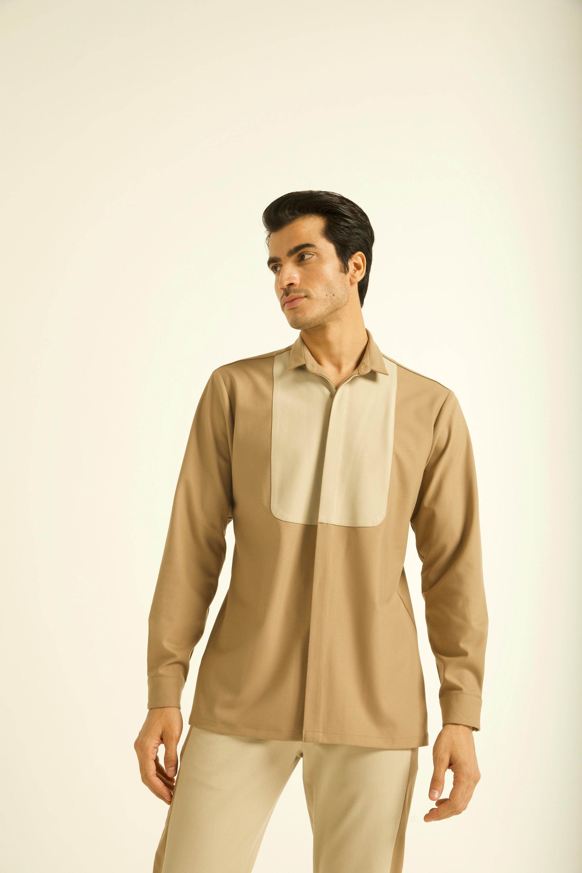 KHAKI BIB SHIRT - dash and dot