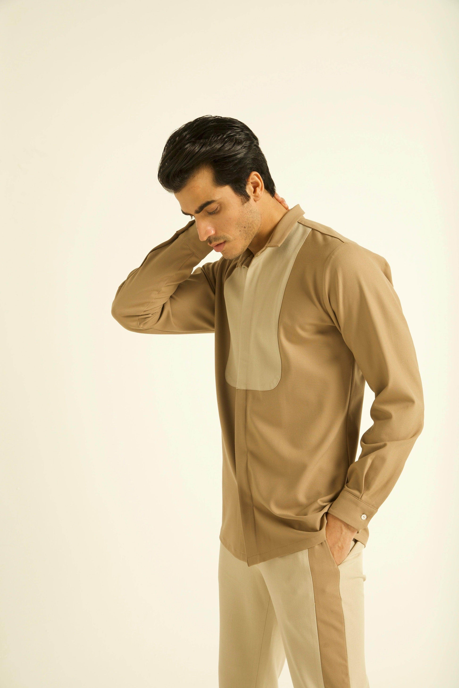 KHAKI BIB SHIRT - dash and dot