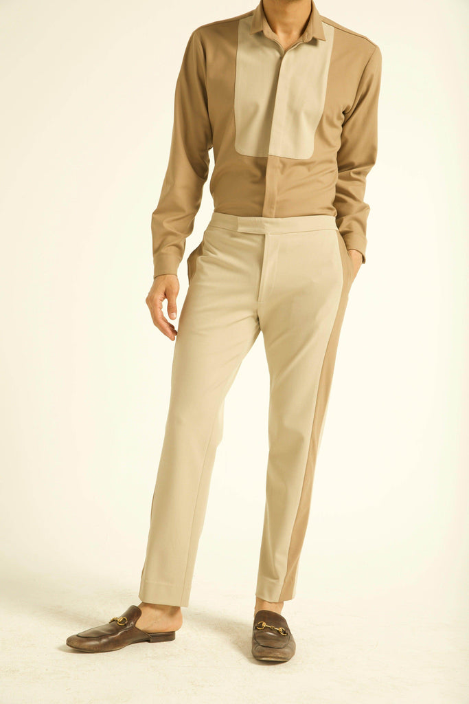BEIGE TUXEDO PANT - dash and dot dash and dot