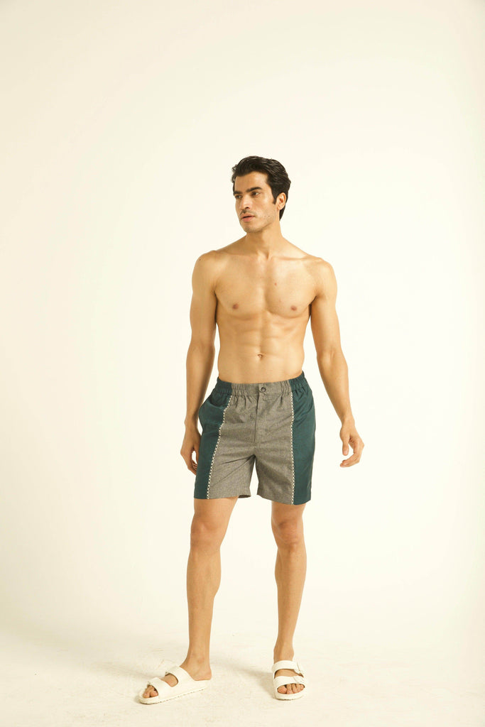 CROSS STITCH BLOCKED SWIM SHORTS - dash and dot dash and dot