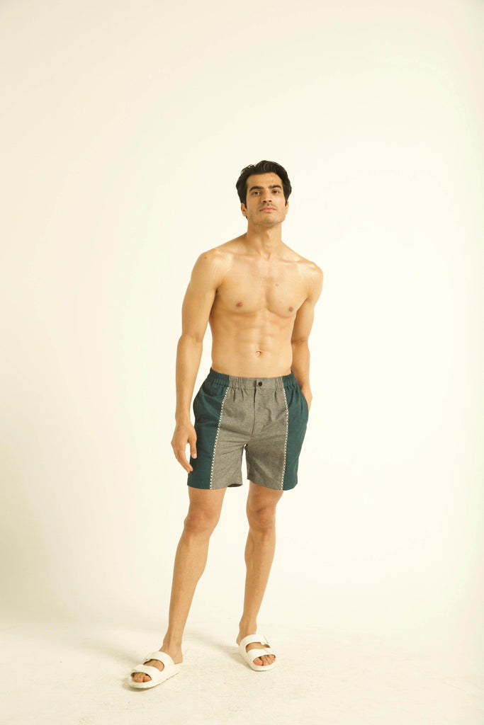 CROSS STITCH BLOCKED SWIM SHORTS - dash and dot dash and dot