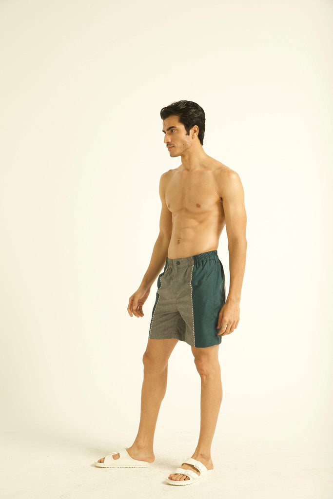 CROSS STITCH BLOCKED SWIM SHORTS - dash and dot dash and dot