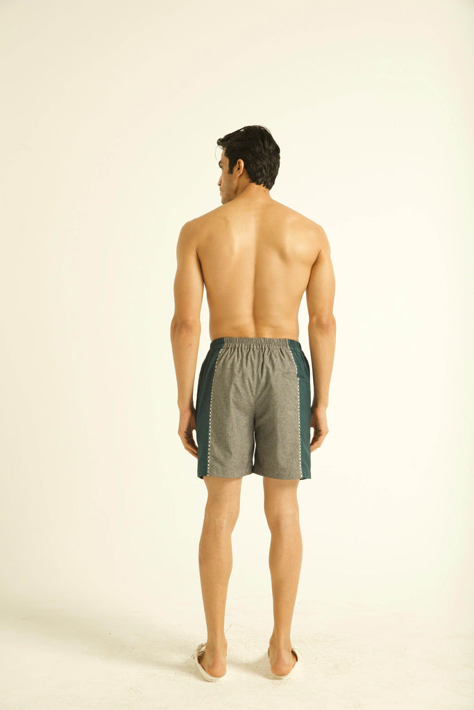 CROSS STITCH BLOCKED SWIM SHORTS - dash and dot dash and dot