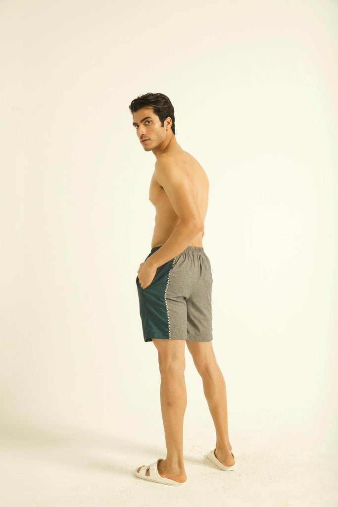 CROSS STITCH BLOCKED SWIM SHORTS - dash and dot dash and dot