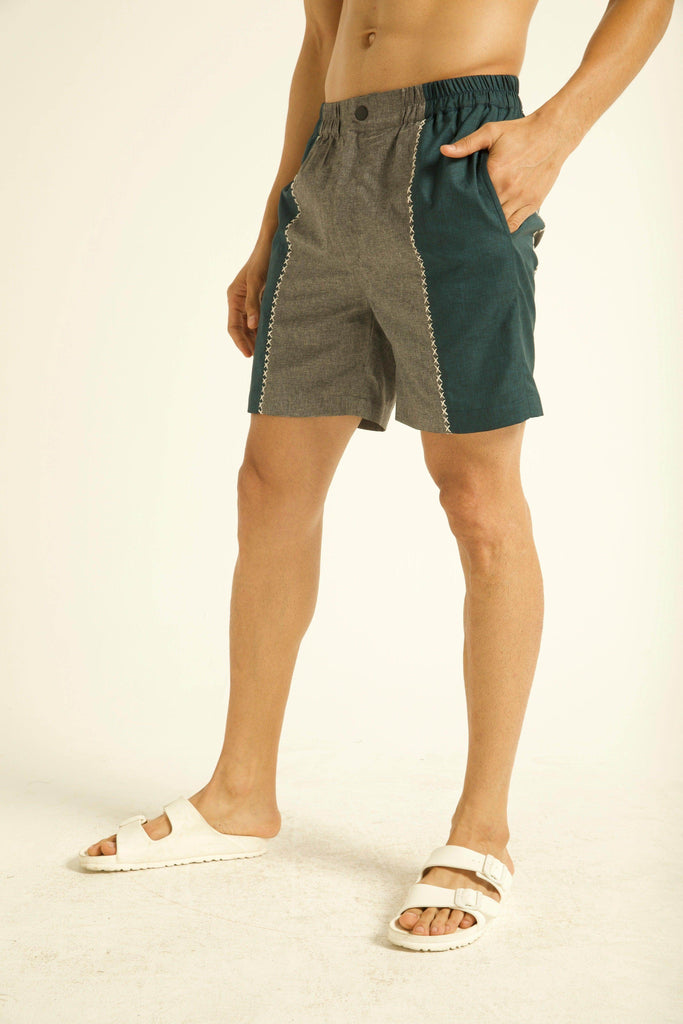 CROSS STITCH BLOCKED SWIM SHORTS - dash and dot dash and dot