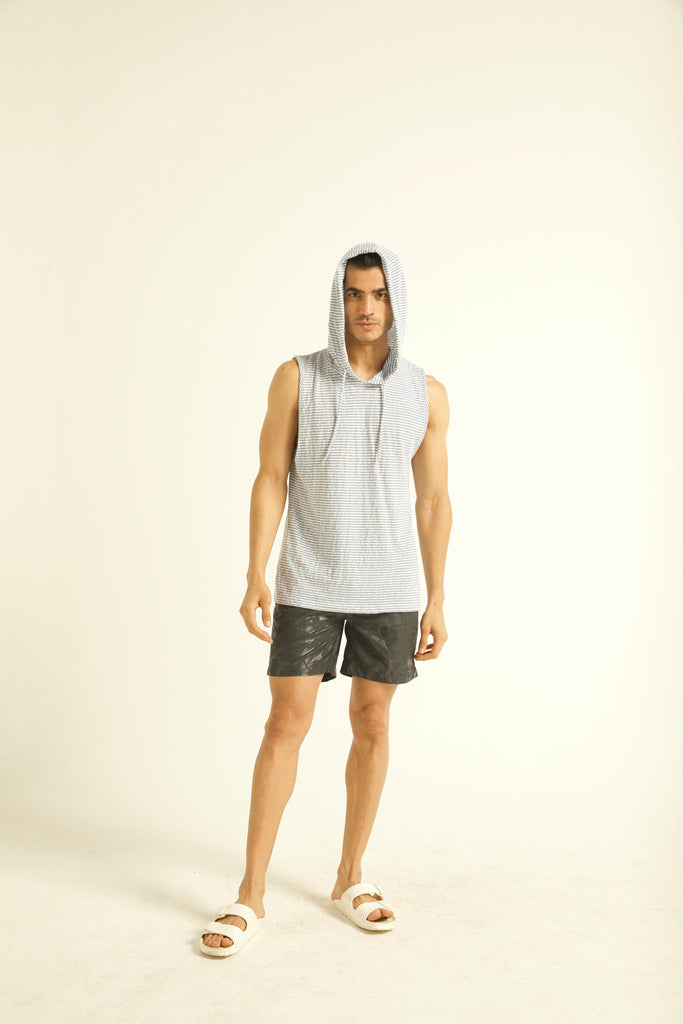 BLUE STRIPE HOOD TANK - dash and dot dash and dot