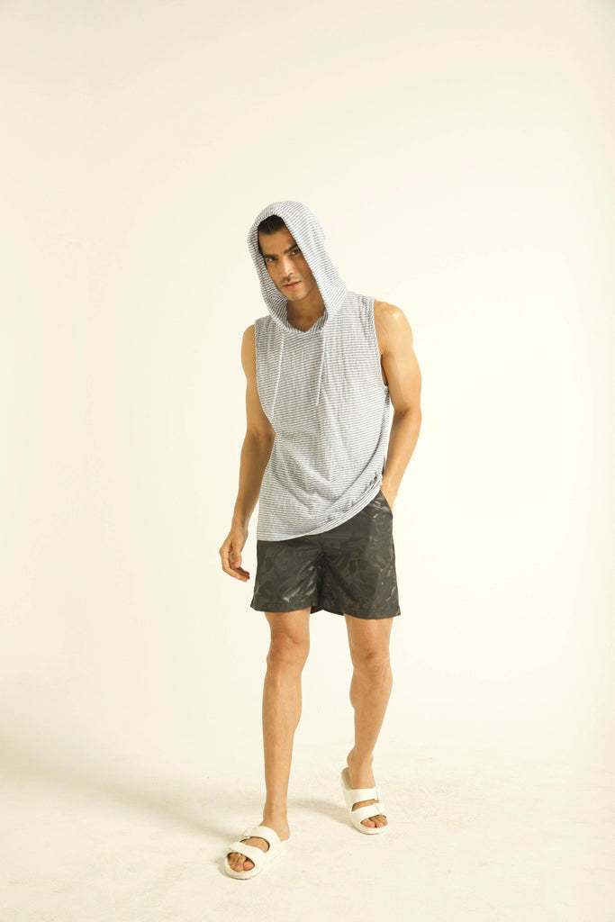 BLUE STRIPE HOOD TANK - dash and dot dash and dot