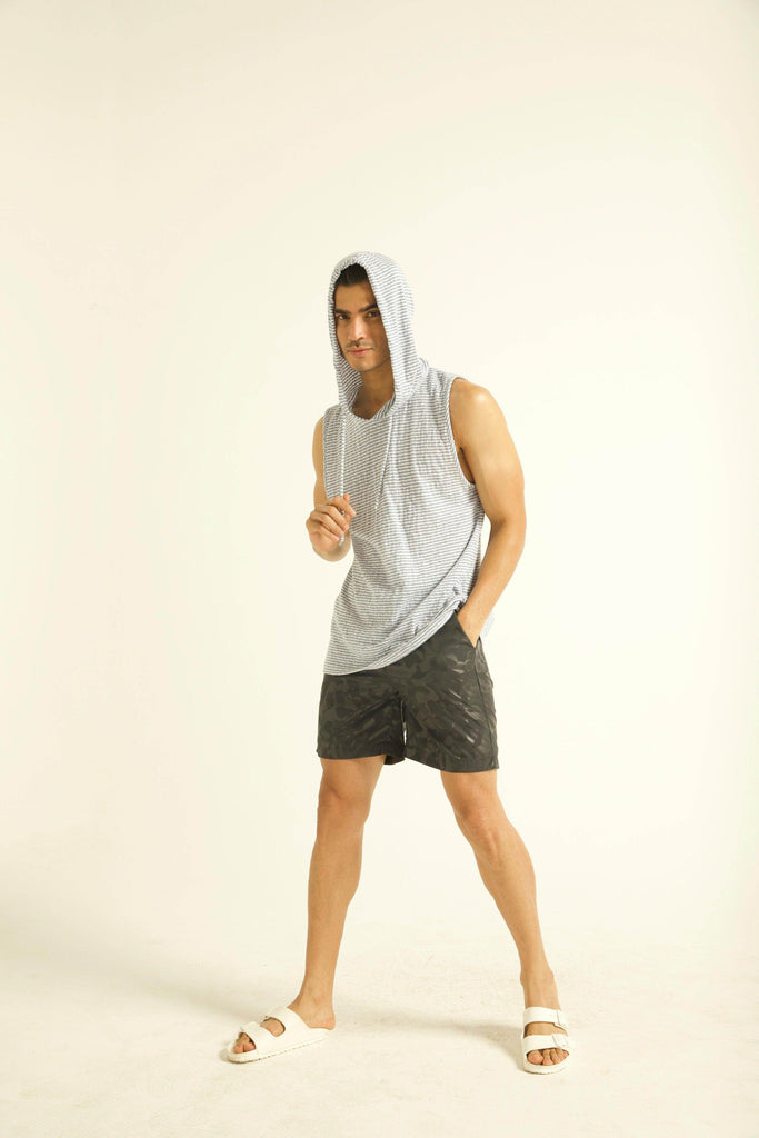 BLUE STRIPE HOOD TANK - dash and dot dash and dot