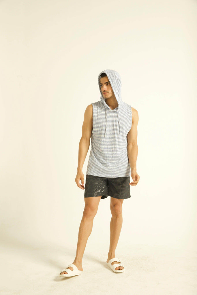 BLUE STRIPE HOOD TANK - dash and dot dash and dot