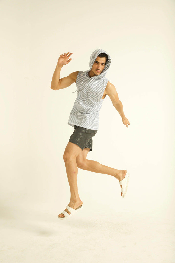 BLUE STRIPE HOOD TANK - dash and dot dash and dot