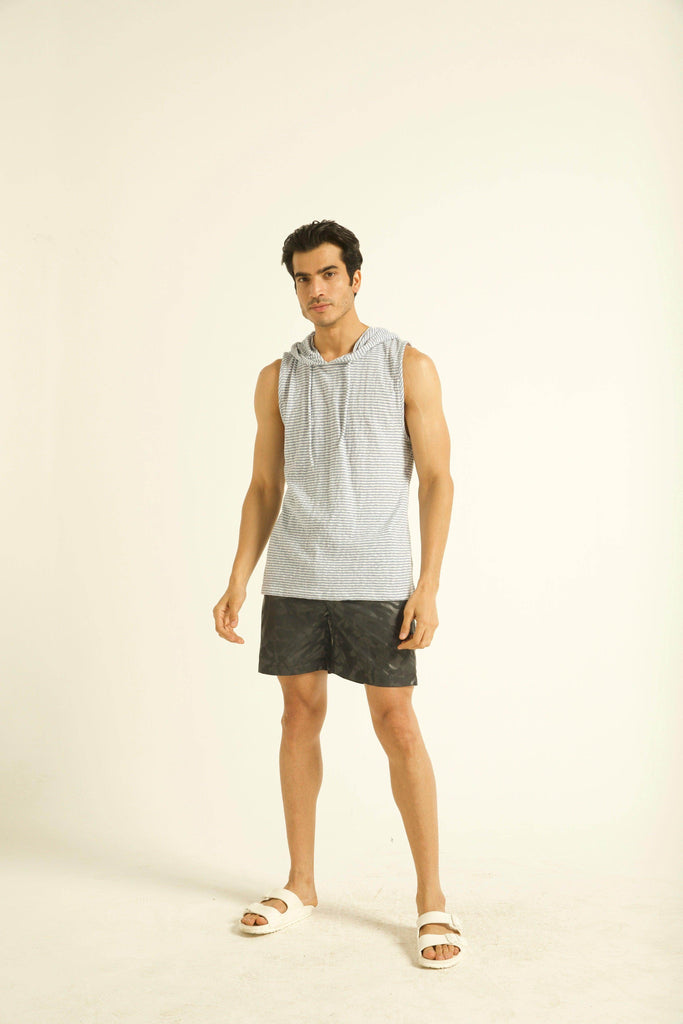 BLUE STRIPE HOOD TANK - dash and dot dash and dot