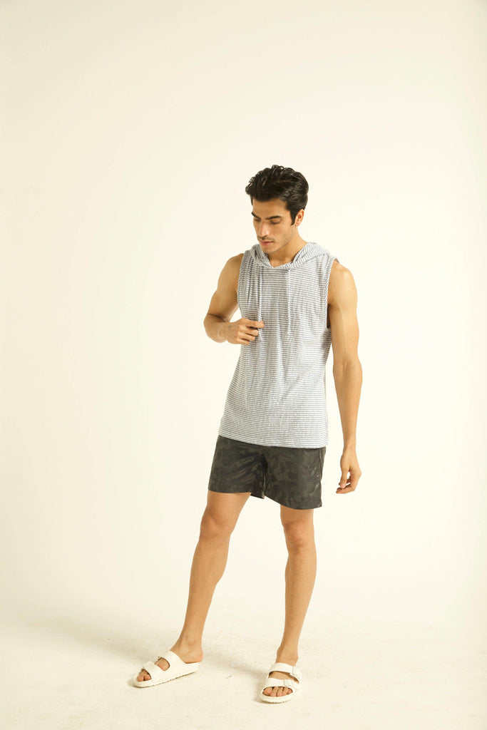 BLUE STRIPE HOOD TANK - dash and dot dash and dot