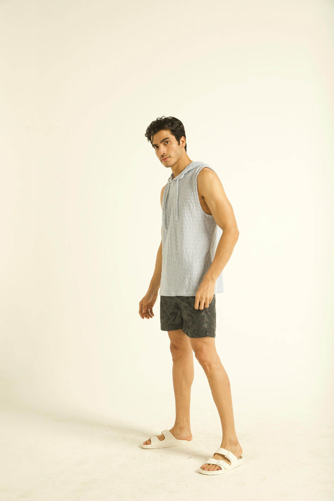 BLUE STRIPE HOOD TANK - dash and dot dash and dot