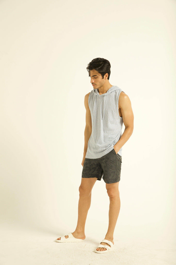 BLUE STRIPE HOOD TANK - dash and dot dash and dot