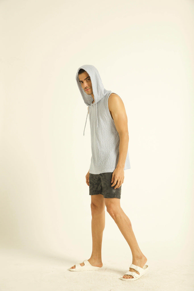 BLUE STRIPE HOOD TANK - dash and dot dash and dot