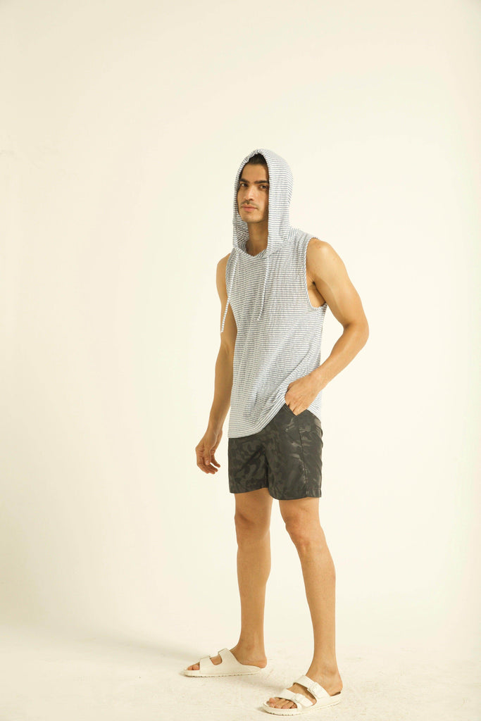 BLUE STRIPE HOOD TANK - dash and dot dash and dot