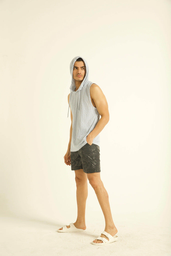 BLUE STRIPE HOOD TANK - dash and dot dash and dot