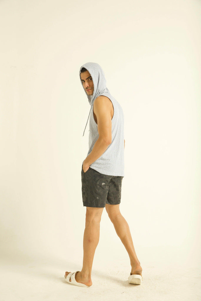 BLUE STRIPE HOOD TANK - dash and dot dash and dot