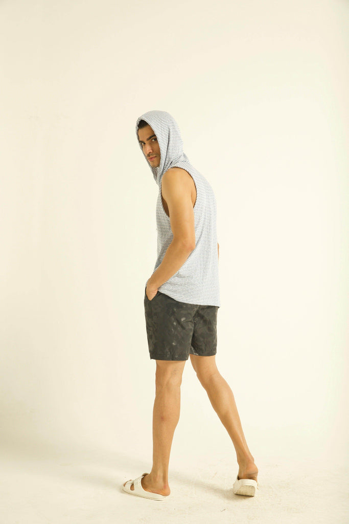 BLUE STRIPE HOOD TANK - dash and dot dash and dot