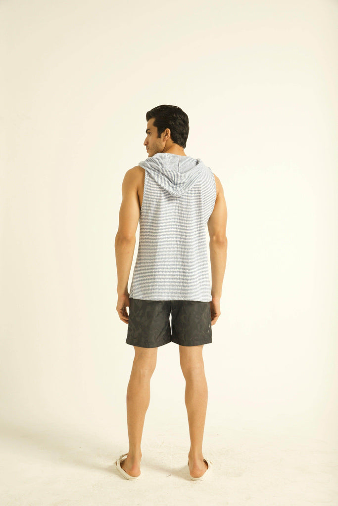 BLUE STRIPE HOOD TANK - dash and dot dash and dot