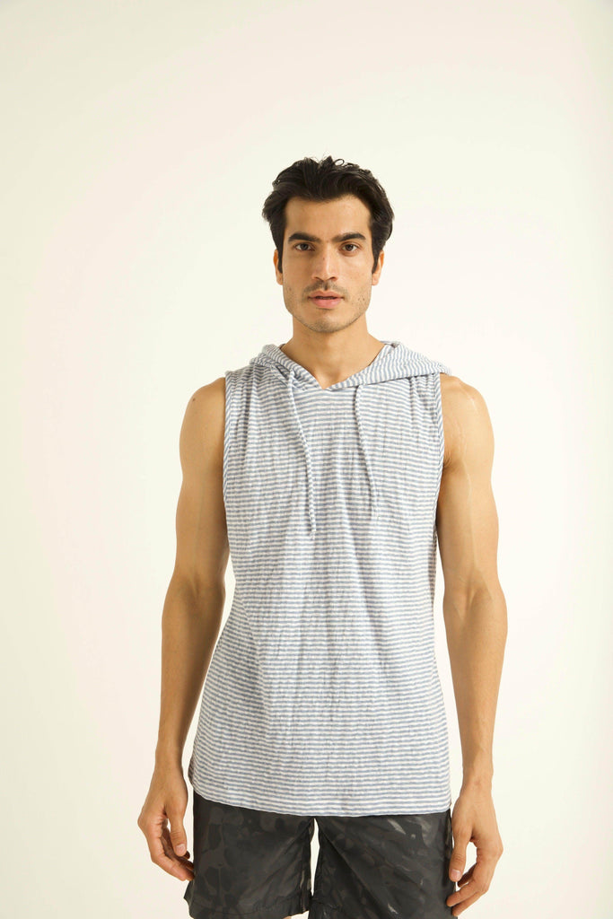 BLUE STRIPE HOOD TANK - dash and dot dash and dot