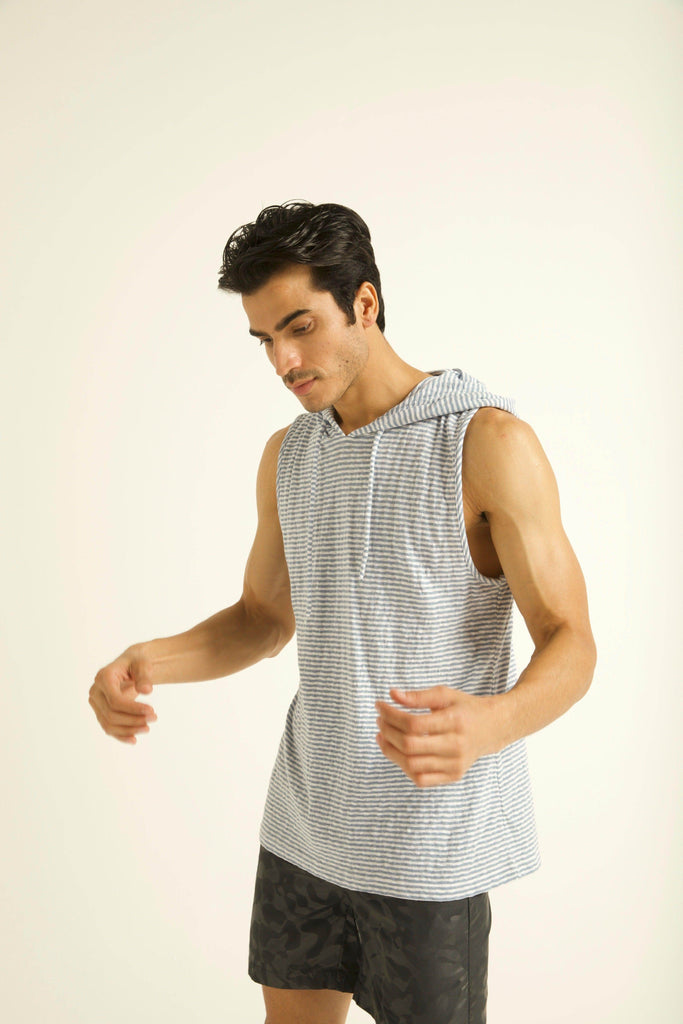 BLUE STRIPE HOOD TANK - dash and dot dash and dot