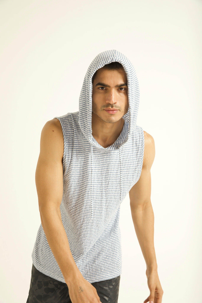 BLUE STRIPE HOOD TANK - dash and dot dash and dot