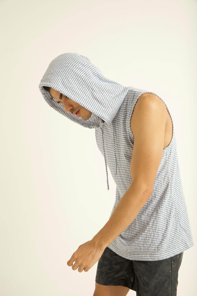 BLUE STRIPE HOOD TANK - dash and dot dash and dot